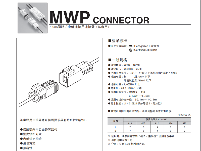 MPV系列防水件规格说明